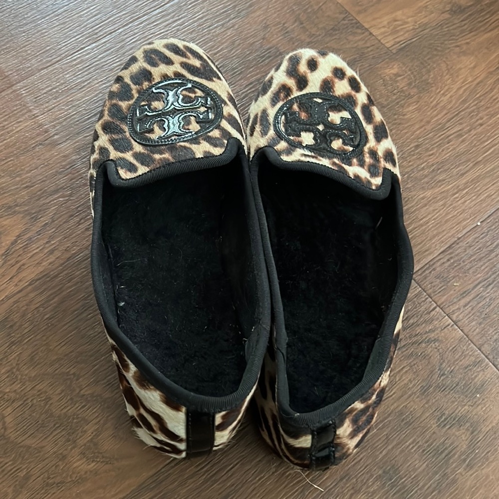 Tory Burch cheetah slipper shoe
